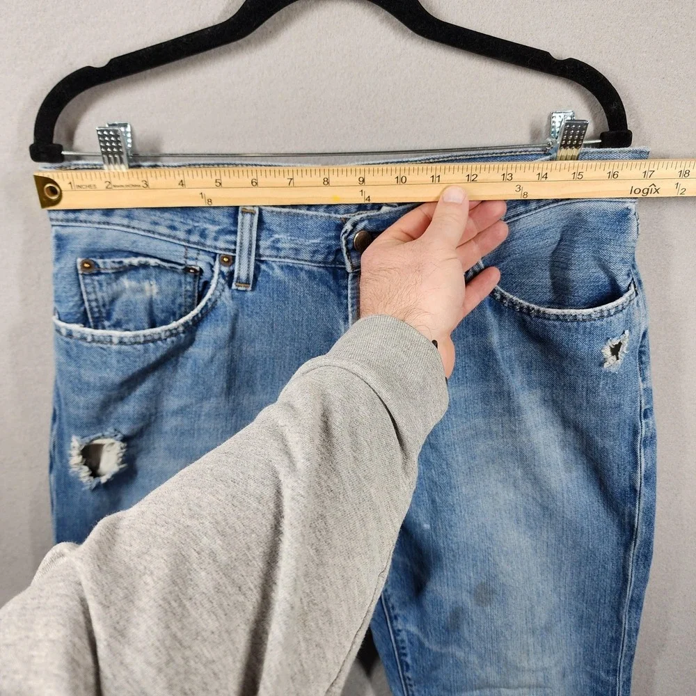 Vintage GAP Men's Straight Fit Jeans 34×31 Distressed Medium Wash Frayed‎ Hems - Picture 2 of 16